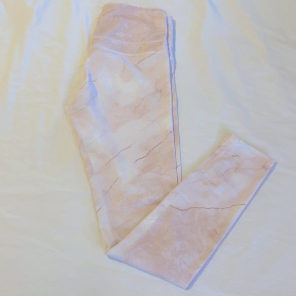 Varley Pink & White Marble High Rise Leggings
